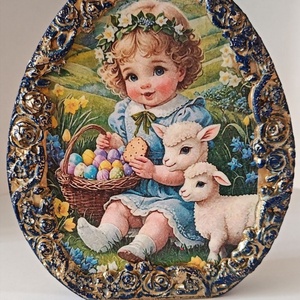 Ou decorativ din lemn , Casă & Stil de viață, Accesorii pentru decorat casa, Decorațiuni de masă și decorațiuni pentru rafturi , Decorațiuni de masă, Decoupage, transfer și tehnici șervețel, Lucrare cu argilă, ARTYNOS