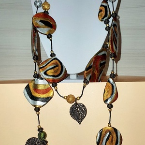 Colier multisirag ,,Ochi de tigru,, -  lungime totala 80 cm -150 lei, Bijuterii, Coliere, Coliere cu multiple șiruri, Ceramică, Pictură, ARTYNOS