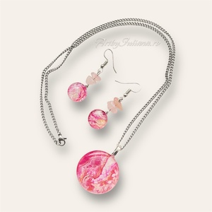 Set handmade cu sticlă pictată Super roz - Artynos.ro
