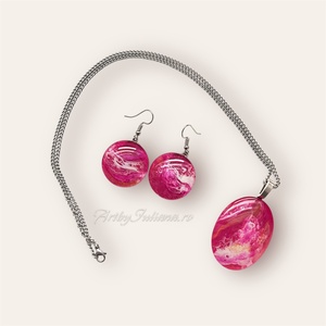 Set handmade cu sticlă pictată Viața în roz - Artynos.ro