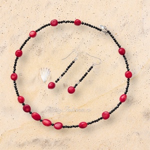Colier handmade cu pietre semipretioase Negru si rosu - Artynos.ro