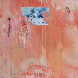 Pictura rosie abstracta tablou portocaliu abstract tablou acrilic pe panza pictura abstracta pictura figurativa cu colaj, Arte vizuale și accesorii , Picturi, Pictură acrilică, Pictură, Decoupage, transfer și tehnici șervețel, ARTYNOS