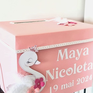 Cutie pentru dar botez fetițe lebada roz - Artynos.ro