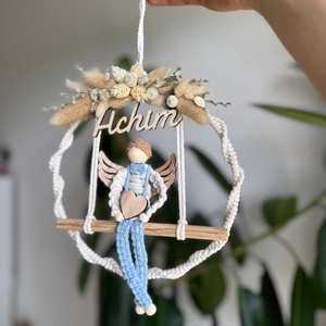 Ornament Cu Papusa Macrame Cadou Prima Aniversare Botez Mot, Casa & Stil de viata, Accesorii pentru decorat casa, Decoratiuni de pereti, decoratiuni suspendate, Decoratiuni perete, macramé, Impletitura, Papusi si fabricare de marionete, ARTYNOS