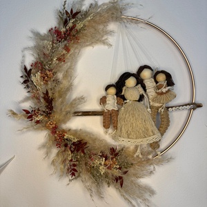 ORNAMENT PERETE CU PAPUSI MACRAME_CADOU FAMILIE_4 persoane, Casa & Stil de viata, Accesorii pentru decorat casa, Decoratiuni de pereti, decoratiuni suspendate, Decoratiuni perete, macramé, Impletitura, Papusi si fabricare de marionete, ARTYNOS