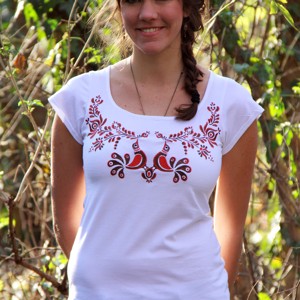 Tricou matyo brodat cu pasare maro brodata, , , ARTYNOS