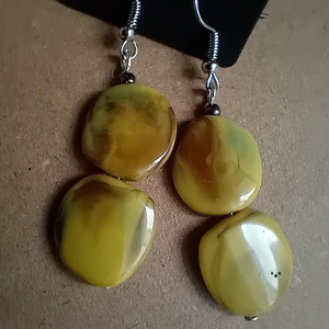Cercei acrilic galben, accesorii de inox, Bijuterii, Cercei, Cercei agatati, , ARTYNOS