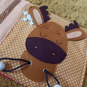 Mini carte senzorială cu motive de crăciun renii lui Moș Nicolae / cere personalizat cu numele micuțului tău, Accesorii de Crăciun, Cadouri de Crăciun, Cusătură, Broderie, ARTYNOS