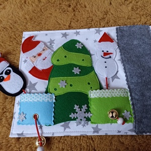 Mini carte senzorială cu motive de crăciun spiridușii lui Moș Crăciun / cere personalizat cu numele micuțului tău, Accesorii de Crăciun, Cadouri de Crăciun, Cusătură, Broderie, ARTYNOS