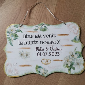Placa Bine ați venit , Casă & Stil de viață, Accesorii pentru decorat casa, Decorațiuni de pereți, decorațiuni suspendate, Placă decorativ, Decoupage, transfer și tehnici șervețel, Obiecte pictate, ARTYNOS