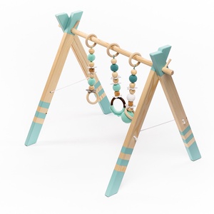  Baby gym - turcoaz - Centru de activitate din lemn pentru bebeluși , Jucării și echipamente pentru copii, Jocuri de mișcare, Croșetat, Obiecte pictate, ARTYNOS