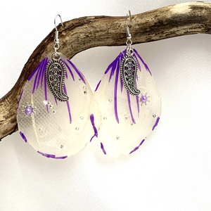 cercei handmade unicat din rasina si flori naturale 00116 - Artynos.ro