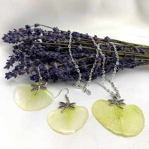 Set Bijuterii handmade unicat din rasina si flori naturale  00490, , Confectionarea bijuteriilor, ARTYNOS