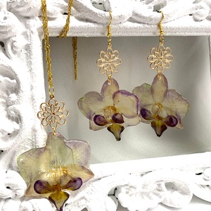Set Bijuterii handmade unicat din rasina si flori naturale 00491, , Confectionarea bijuteriilor, ARTYNOS