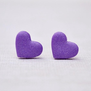 Cercei din fimo in forma de inima cercei tija violeti cercei casual minimali argila polimerica cercei cadou domnisoare - Artynos.ro