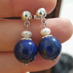 Cercei semipretioase lapis lazuli si argint 925 cercei pietre semipretioase cercei artizanali atarnatori cercei vintage - Artynos.ro