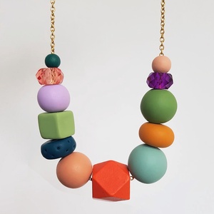 Colier geometric modern Colier margele colorate colier statement colier casual bijuterie geometrica cadou profesoara - Artynos.ro