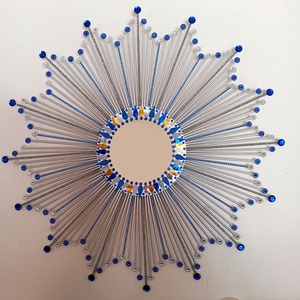 Oglinda soare handmade argintiu si albastru, Casa & Stil de viata, Accesorii pentru decorat casa, Oglinzi perete, oglinzi decor, Altele, ARTYNOS