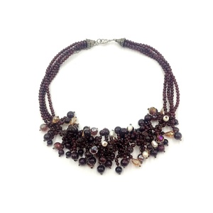 Colier pietre semipretioase- agate, granat, perlute naturale si cristale sticla, sfere de diferite dimensiuni, Bijuterii, Coliere, Coliere cu margele, Confectionarea bijuteriilor, ARTYNOS