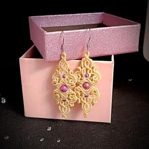 Cercei eleganti micro macrame cu Jad - Artynos.ro