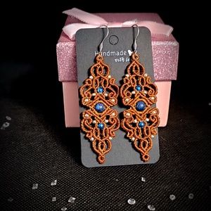 Cercei micro macrame cu cristale Lapis Lazuli  - Artynos.ro