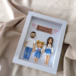 Tablou personalizat cu figurine modelate din lut polimeric - Familia, Casa & Stil de viata, Accesorii pentru decorat casa, Picturi murale, Panouri si tablouri, panouri decorative, Papusi si fabricare de marionete, Plastilina, ARTYNOS