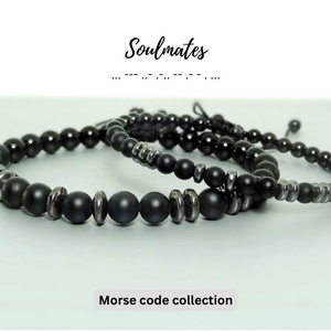 Set cuplu bratari Soulmates cod Morse - Bratari personalizate. - Artynos.ro