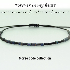 Bratara cod Morse: Forever in my heart. Bratari personalizate - Artynos.ro