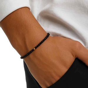 Bratara unisex/barbati onix negru si aur filat de 14K, Bijuterii, Bratari, Bratara cu margele, Altele, ARTYNOS