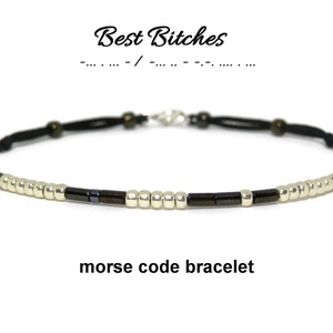 Bratara minimalista Best Bitches - cod morse / Bratari personalizate - Artynos.ro
