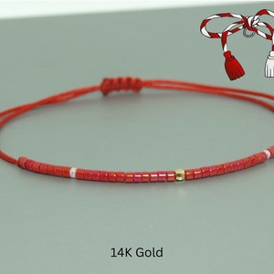 Bratara martisor cu biluta aur 14k si margele Miyuki Delica - Artynos.ro