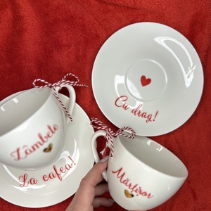 Set personalizat cană și farfurie, Casă & Stil de viață, Accesorii pentru echipamente de bucătărie, Accesorii de servire, Cești cafea, set ceai, Decoupage, transfer și tehnici șervețel, ARTYNOS
