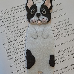 Semn de carte cățel Bulldog Francez, Carti si creatii cu tematica muzicala, cadouri, Semn de carte, Cusatura, ARTYNOS