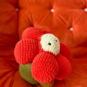 Jucarie crosetata amigurumi floare margareta rosie 34x34x28cm handmade, Jucării și echipamente pentru copii, Plușuri, Păpușă croșetată, păpușă de pluș, Croșetat, ARTYNOS