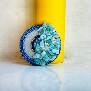 Brosa Mediterranean blue' cu larimar, Bijuterii, Brosa, insigne, Insigne, , ARTYNOS