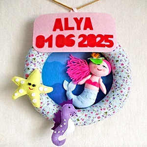 Decoratiune din fetru pentru camera copilului ,Anunt pentru nou nascut ,mica sirena si tema marina., Casa & Stil de viata, Echipament pentru camera copiilor, Decoratiuni pentru camera copilului, Cusatura, Papusi si fabricare de marionete, ARTYNOS