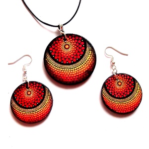set bijuterii lemn cu mandala 43100 - Artynos.ro