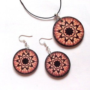 set bijuterii lemn cu mandala 43098 - Artynos.ro