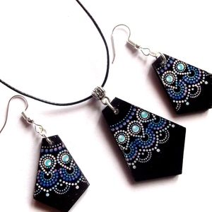 set bijuterii lemn cu mandala 42901 - Artynos.ro