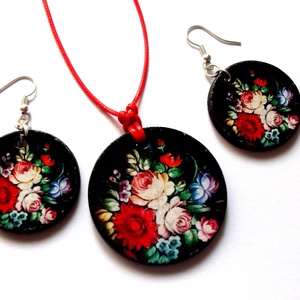 set lemn cu motiv floral 41646 - Artynos.ro