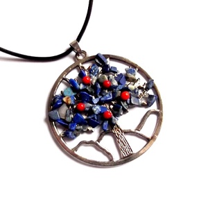 colier arborele vietii cu lapis lazuli si coral 38033 - Artynos.ro