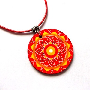 colier lemn mandala 47047, Bijuterii, Coliere, Coliere cu pandantive, Confectionarea bijuteriilor, Decoupage, transfer si tehnici servetel, ARTYNOS