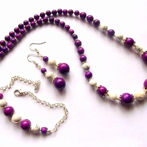 set cu howlite alb si mov 47925 - Artynos.ro