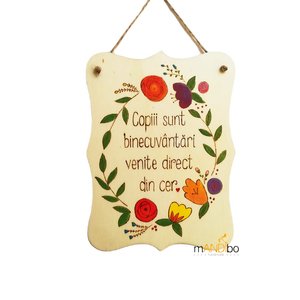 Tablita pirogravata - Copiii sunt binecuvantari Tablita pirogravata - Copiii sunt binecuvantari