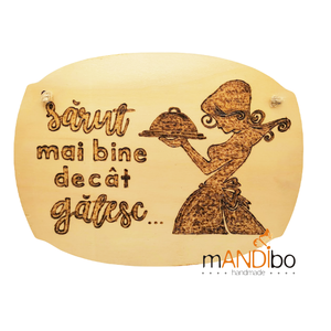 Tablita pirogravata pentru bucatarie, Casă & Stil de viață, Accesorii pentru echipamente de bucătărie, Decorații de bucătărie, Decorațiuni de bucătărie, Gravare, pirogravură, Prelucrarea lemnului, ARTYNOS