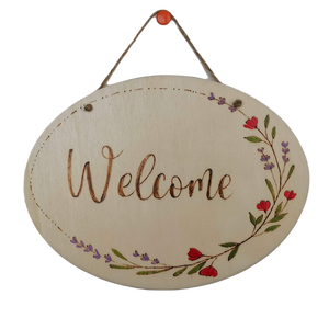 Tablita pirogravata - Welcome, Casă & Stil de viață, Accesorii pentru decorat casa, Decorațiuni de pereți, decorațiuni suspendate, Decorațiuni suspendate, Gravare, pirogravură, Prelucrarea lemnului, ARTYNOS