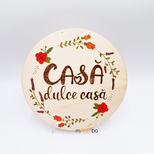 Tăbliță pirogravată rotundă - Casă dulce casă Tăbliță pirogravată rotundă - Casă dulce casă