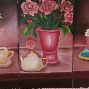 Flori in vaza , Arte vizuale si accesorii , Picturi, Pictura acrilica, Pictura, ARTYNOS