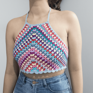 S/M - Crop top crosetat din fir de bumbac cu spatele gol - Artynos.ro