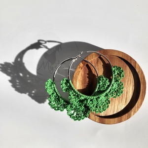 Cercei Dantelă 60 mm, verde crud - Artynos.ro